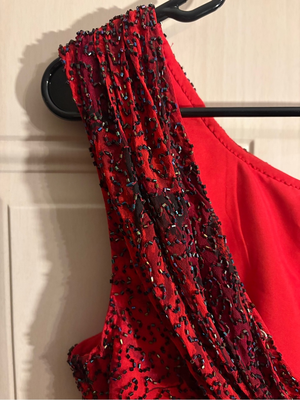 Cache Red Beaded Draped Neckline Evening Top MEDIUM Y2K Grunge Fairy Whimsy Vamp - Picture 4 of 16